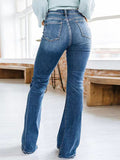 Airchics longue jeans flare évasé boutons avec poches mi taille femme mode bleu