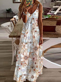 Airchics robe longue imprimé à fleurie fluide v-cou boho mode de plage blanche