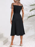 Airchics mini-robe tulle strappy col rond manches courtes vintage bal de promo noir