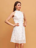Airchics mini-robe brillante paillette col rond sans manches mode cocktail