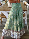 Airchics jupe longue fleurie plissé taille haute vintage bohème femme