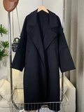 Airchics manteau en laine longue avec poches ceinture femme élégant oversized