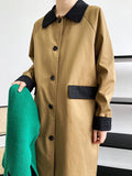 Airchics trench longue couleur bloc avec poches boutonnage femme vintage