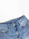 Airchics longue jeans flare évasé fleurie avec poches mi taille femme mode