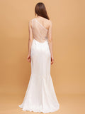 Airchics robe longue sirene jacquard pearl une épaule élégant de mariée princesse blanche