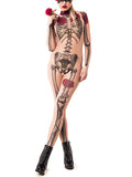 Airchics halloween combinaison deguisement squelette rose motif fitness femme body khaki