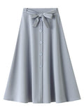 Airchics jupe longue trapèze fluide boutons avec ceinture mode femme