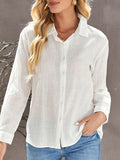Airchics blouse unicolore v-cou manches longues femme élégant mode blanche