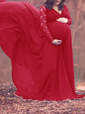 Airchics longue robe de grossesse broderie anglaise à volantée v-cou mode cérémonie enceinte shooting