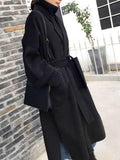 Airchics longue manteau en laine fendu le côté ceinture oversized femme
