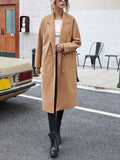 Airchics mi-longue manteau en laine ceinture col revers mode femme camel