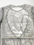 Airchics robe longue mousseline brillante paillette pearl col rond dos nu mode invité mariage gris