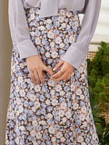 Airchics jupe longue mousseline imprimé à fleurie mode femme violet