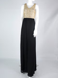 Airchics robe longue mousseline avec paillette fendu le côté fluide v-cou bal de promo élégant noir