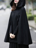 Airchics cape en laine trapèze fendu à capuche femme manteau médiévales mode ample