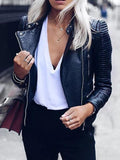 Airchcis prerfecto veste en simili cuir fermeture éclair mode femme jacket noir