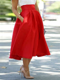 Airchics mi-longue jupe patineuse bouffante grande culotte haute mode rouge
