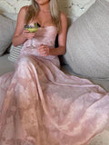 Airchics robe longue à fines brides bustier mode de plage rose