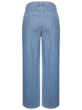 Airchics longue jeans larges jambes évasé boutons avec poches taille haute femme mode