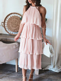 Airchics robe longue à volantée licou strappy mode bal de promo rose