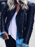 Airchcis prerfecto veste en simili cuir fermeture éclair mode femme jacket noir