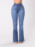 Airchics longue jeans flare évasé avec poches mi taille femme mode