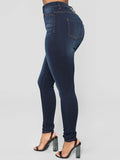 Airchics longue jeans slim fitness avec poches taille haute femme décontracté