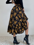 Airchics longue jupe trapèze fleurie à volantée femme élégant mode