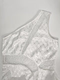 Airchics robe longue sirene jacquard pearl une épaule élégant de mariée princesse blanche