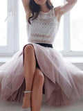 Airchics mi-longue jupe bouffante tutu en tulle plissé taille élastique élégant femme rose