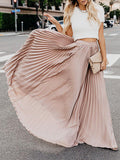 Airchics jupe maxi longue plissé élégant femme rose poudré