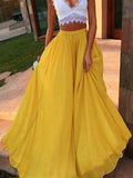 Airchics jupe longue en mousseline fluide mode élégant femme jaune