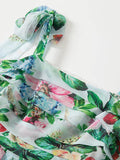 Airchics robe longue imprimé à fleurie mousseline fluide col carré dos nu mode plage