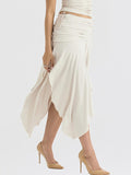 Airchics longue jupe irrégulière satin avec strappy fendu le côté taille haute femme mode blanche
