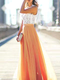 Airchics jupe longue en mousseline fluide plissé élégant femme orange