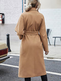 Airchics mi-longue manteau en laine ceinture col revers mode femme camel