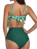 Airchics maillot de bain tropicale volantée 2 pièces femme tankini vert